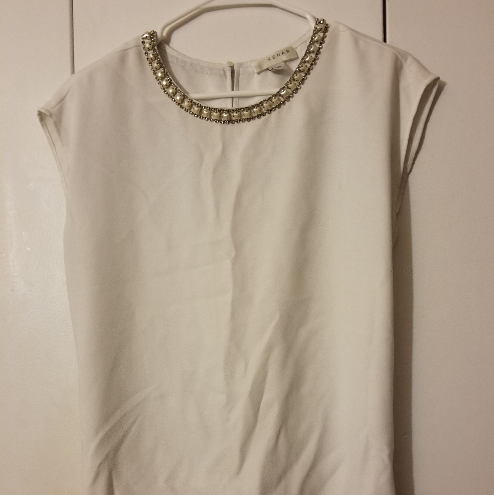 White Blouse woth Pearl and Crystal